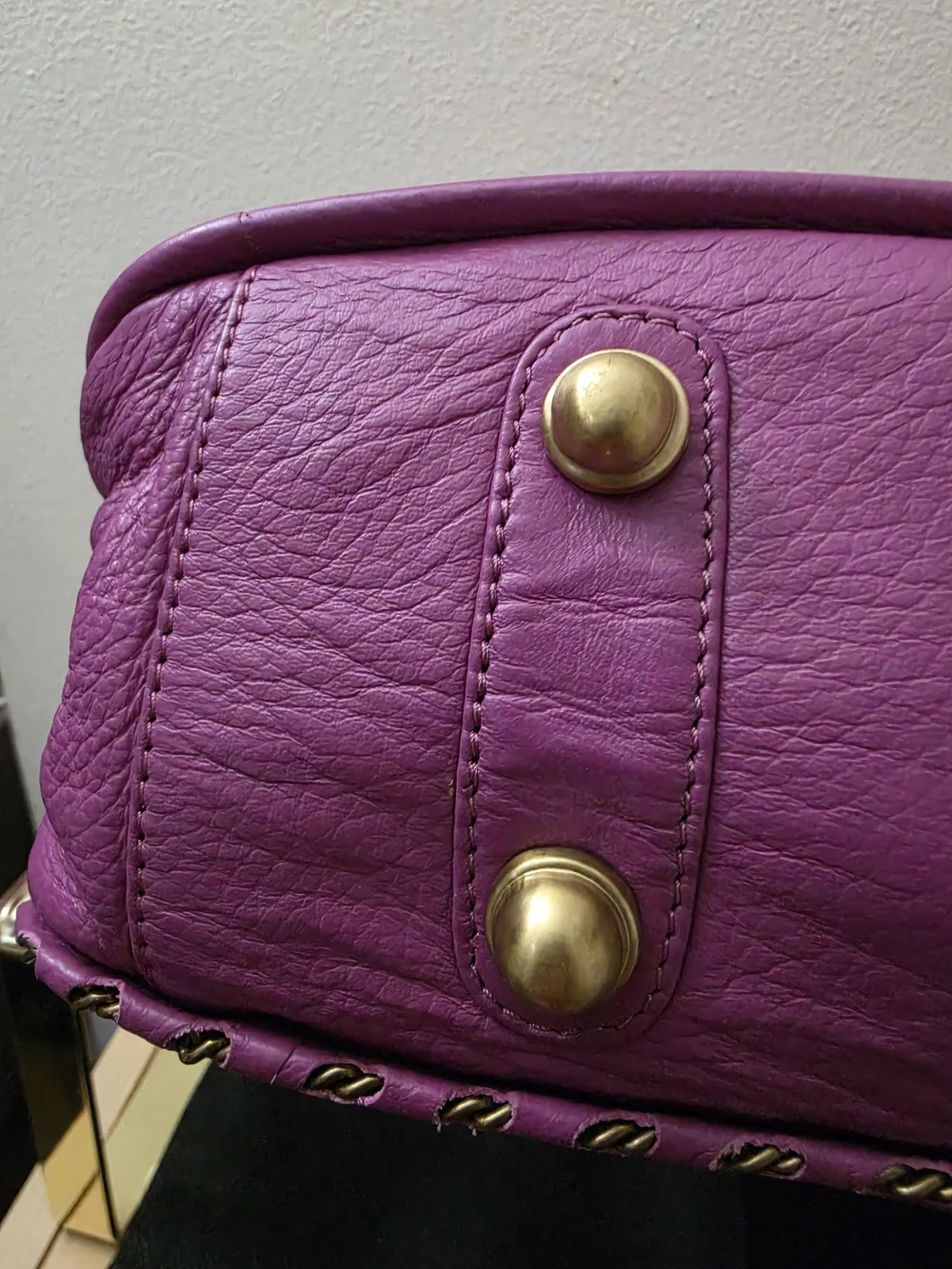 Sharif Purple Leather Hobo Bag
